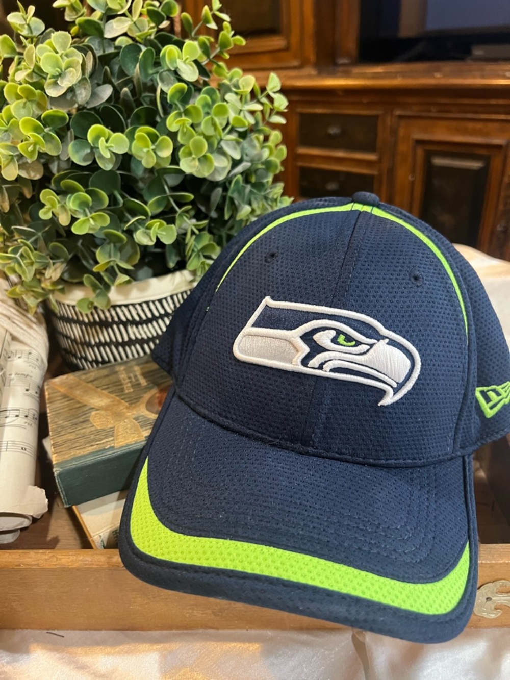 New Era Navy and Neon Green Seattle Seahawks Hat
